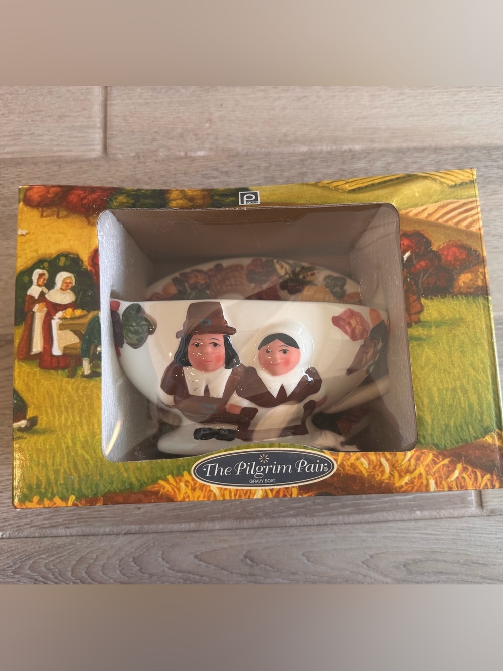The Pilgrim Paire Ceramic Pilgrim Serving Bowl in White and Brown